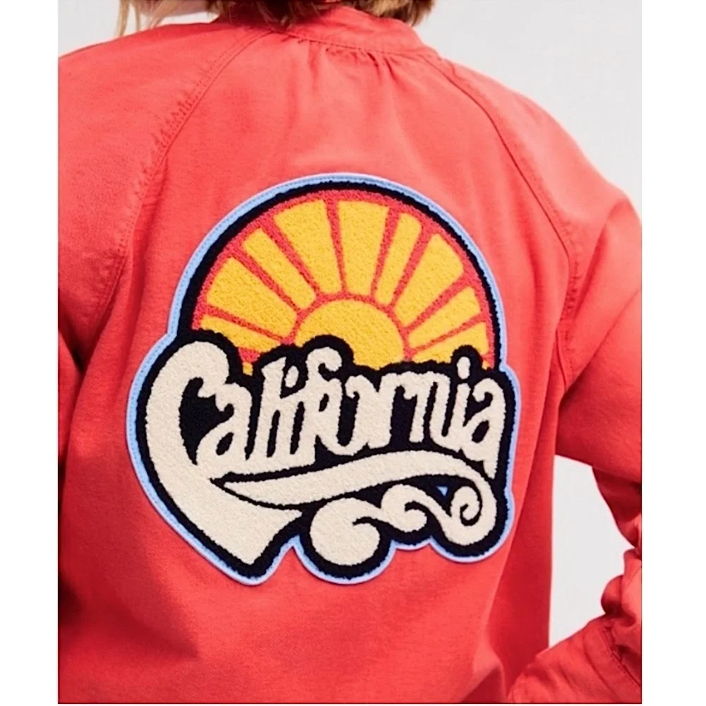 MOTHER 70s Graphic California Back Patch Cropped Zip Up Canvas Utility Jacket XS